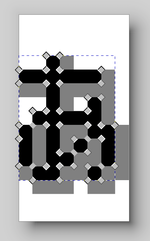 font SVG debug output in inkscape, with path points visible