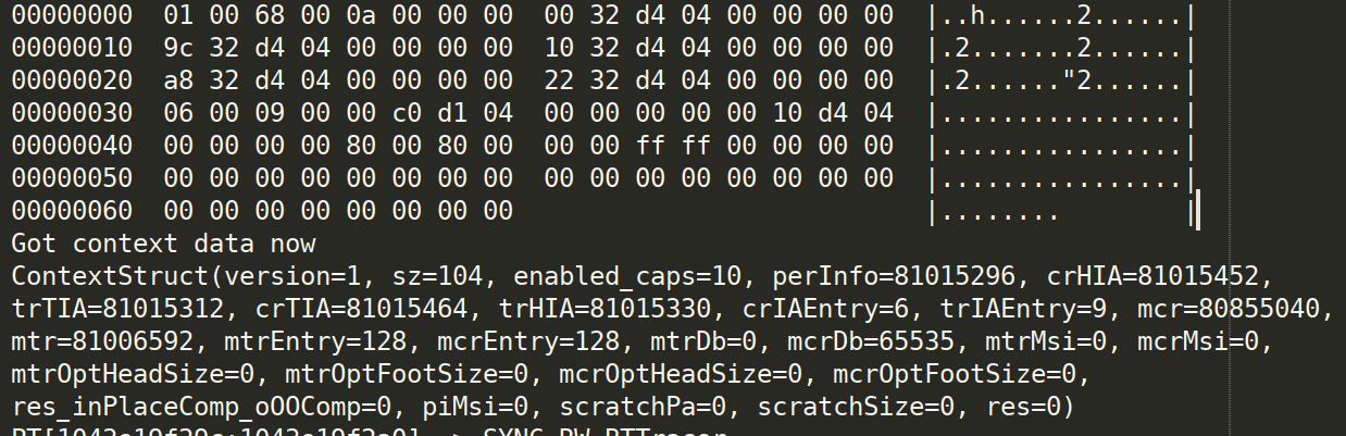 Screenshot of Bluetooth context structure